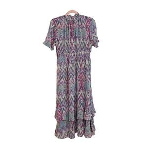 Sailor Abstract Modest Maxi Tiered Dress